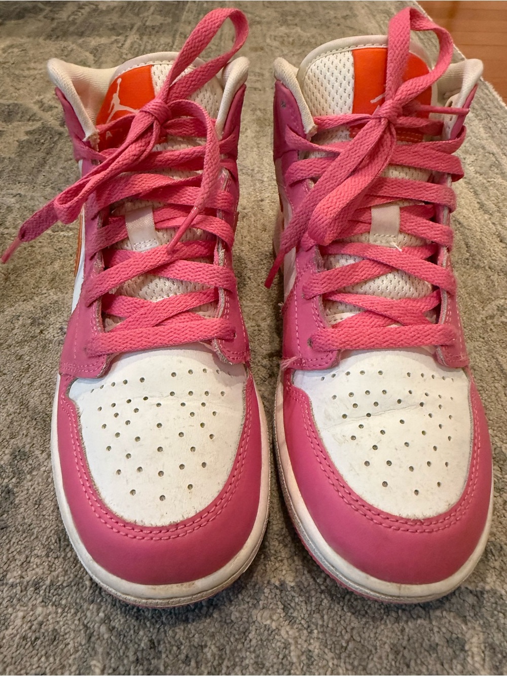 Nike Pink and White High-Top Sneakers